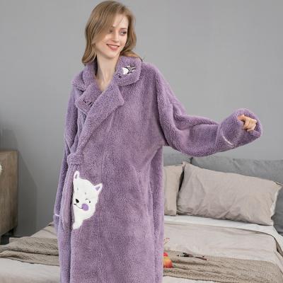 China INS Fashion Pajamas Women Winter Sleepwear QUICK DRY Warm Comfortable Flannel Nightgown Long Sleeve Pajamas Suit for sale