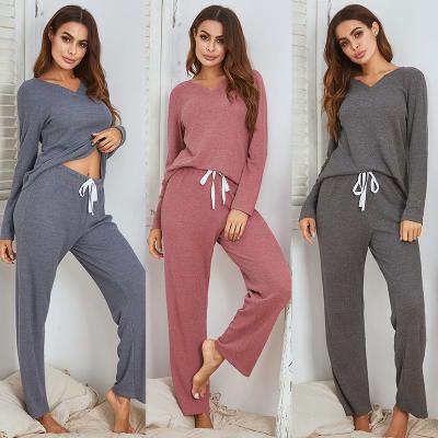 China QUICK DRY Two Pcs Sets Warm Material Women Pajamas Comfortable Winter Long Sleeve Sleepwear Women Sleepwear for sale