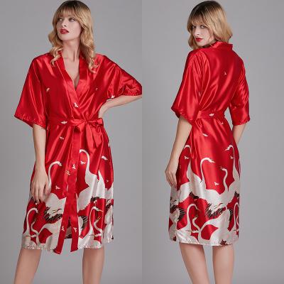 China Cheap Hot Selling QUICK DRY Custom Satin Nightgown USA Size Silk Like Pajamas Long Plus Size Women's Sleepwear For Women for sale