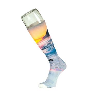 China QUICK DRY Custom Logo Sublimation Printing Mens Polyester Football Soccer Socks for sale