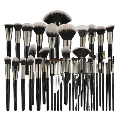 China Hot Selling Cosmetic Brush Brush Make Up Kit Wholesale Wood Handle Private Label Makeup Brush Set Black Luxury Base Cosmetic Makeup for sale