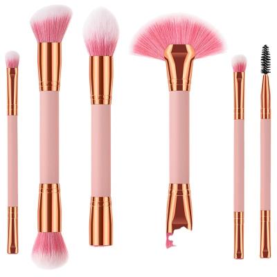 China Cosmetic Brush 6 Pieces Private Label Head Makeup Double Brush Eyeshadow Brush Makeup Kit Mask For Face Women Edge Brush Wholesale for sale