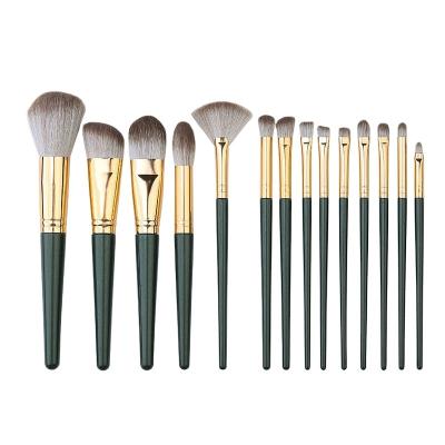 China Green Cloud Makeup Brush 14 Cosmetics Set Brush Super Soft Powder Eyeshadow Brush For Beginners Full Beauty Brush In Stock for sale