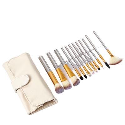 China Cheap Colorful Cosmetic Brush Travel Makeup Brushes Nylon Set Cosmetic In Pakistan Makeup Brush 12pcs Champagne Gold Makeup Brush With Bag for sale