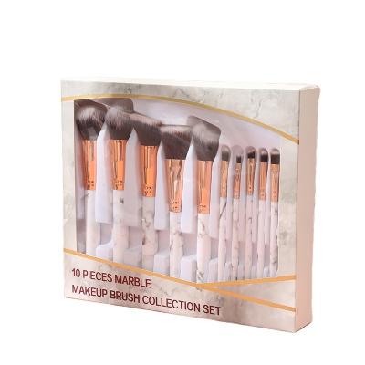 China New Hot Selling Cosmetic Brush 10pcs Marble Style Handle Cosmetic Brush Set Makeup Brush For Sweeping With for sale