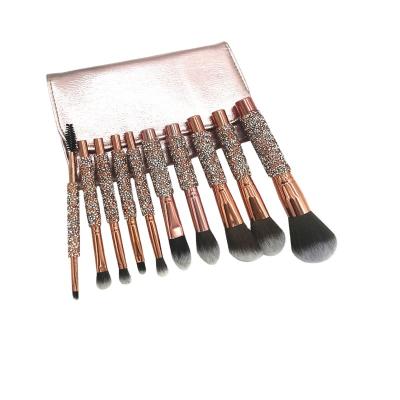 China New Design Cosmetic Brush With Rhinestone Beauty Cosmetics Product For Girls Custom Logo 10pcs Makeup Brush Set Cosmetics for sale