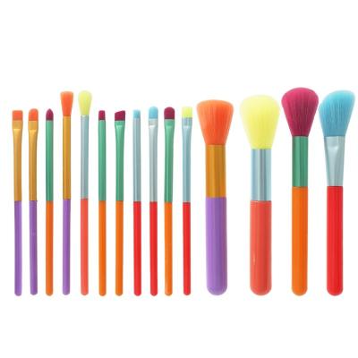 China The Cosmetic Brush No Logo Brush Set Makeup Tools Portable Cosmetic 15pcs Set Brush Colorful Makeup Brushes for sale