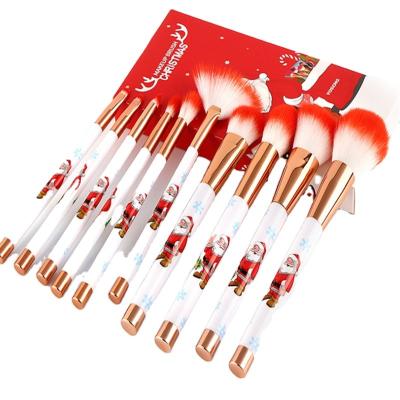 China New Vegan Hair Cosmetic Brush Private Label High Quality Christmas Gift Makeup Brushes Brushes Gift Box Version 10pcs Cosmetic Brush Set for sale