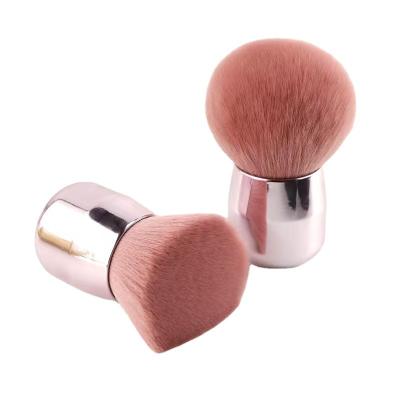 China Cosmetic Portable Cute Plastic Handle Pink Foundation Brush Vegan Makeup Brush Single Kabuki Powder Blush Brush for sale