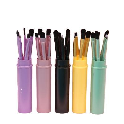 China Customized Portable 5Pcs Travel Makeup Brush Set Small Cosmetic Brush For Women Cute Mini Kit For Face Eye Eyebrow Blusher Brush for sale