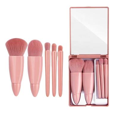 China Cosmetic Brush 5 Pieces Professional Brush Make Up Mirror Brushes Kit 5pcs Cosmetic Makeup Set Brush With Mirror Box for sale