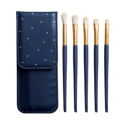 China New 5pcs Mini Makeup Brushes With Matte Portable Soft Hair Makeup Set Brush Wooden Handle Cosmetic Brush Beauty Tools for sale