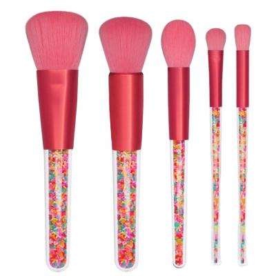 China Plastic Brush Handle 5pcs/set Kit Fashional Cosmetic Brushes Set Cosmetic Hot Sale Colorful Candy Color Brush for sale