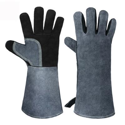 China Anti-Heat 1 Pair Welding Glove Welder Cowskin Working Gloves Leather BBQ BBQ Heat Resistant Gloves for sale