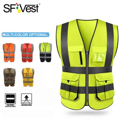 China Breathable Mesh Vest Multi-pocket Safety Reflective Vest With Reflective Stripes Mesh Safety Reflective Vest for sale