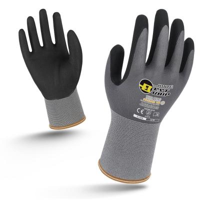 China Anti-Slip Palm Coated Gloves Mechanic Working Gloves 15 Gauge EN388 4131 Nitrile Wearable Safety New Design Work Coating Gloves for sale