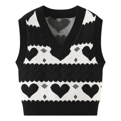 China Autumn And Winter Retro Breathable V-Neck Sweater Striped Knitting Vest Custom Knitted for sale