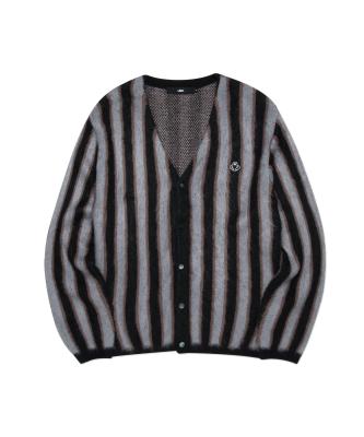 China Custom Men's Breathable Cardigan Knitted Sweater Mens Mohair Pullover Sweaters Gray Thick Knitted Cardigan Men for sale