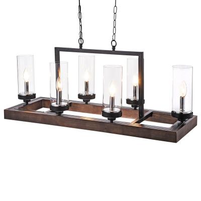 China Farmhouse Amazon 6 - light chandelier with wooden accents 950*424*370mm for sale