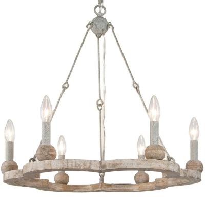 China Popular Rustic Design Amazon Farmhouse Chandelier For Dining Room Wheels Chandelier Light Fixture 6-Light 23.5 Inch. of diameter for sale