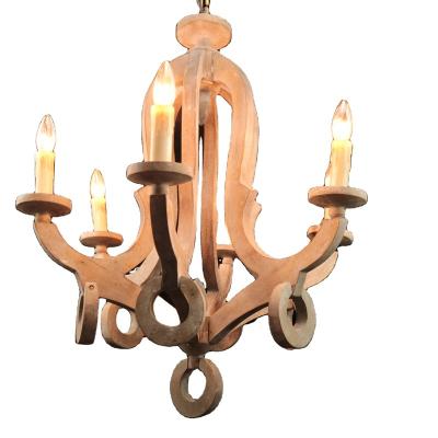 China 6-Light Design Rustic Vintage Farmhouse Kitchen Light Fixtures Pendant Lighting Chandelier With Shaped Candle for sale