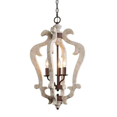 China Farmhouse 3 - Lights Distressed Wood Chandeliers for Choice Kitchen, Dining Room, Living Room, Bedroom, Foyer, Hall, Entryway, Bar for sale