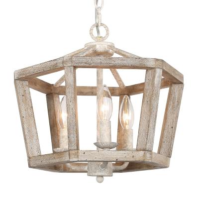 China Dimmable Farmhouse 3-Light Wooden Island Chandelier for Kitchen Dining Room OEM and ODM 110V 220V for sale