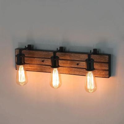 China Rustic design 3 - lights antique wood wall light for bedroom, entryway, hallway, bathroom or living room for sale