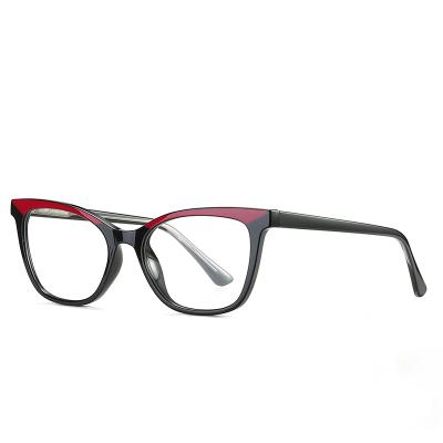 China Fashionable European foreign trade plain mirror optical sight and 2025 Amazon anti-blue light spot American frame men and women TR glass full cat eye for sale