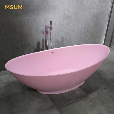 China Hot Sale Custom Colored Solid Outdoor Bathtub Stone Pink Freestanding Bathtub In New Zealand for sale