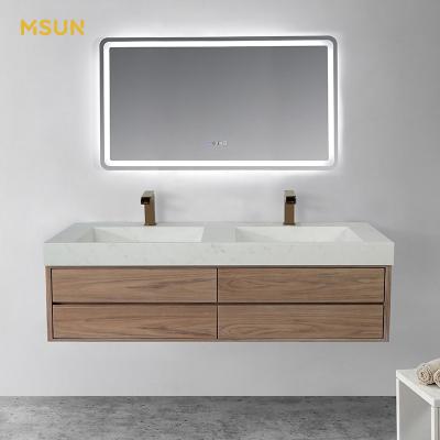 China Modern Design Bathroom Wash Basin Modern Solid Outdoor Marble Stone Basin Cabinet Double Basins for sale