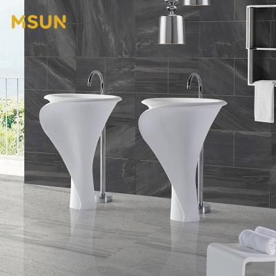 China Repairable Free Standing Pedestal Sinks Customized Flower Shapes for sale