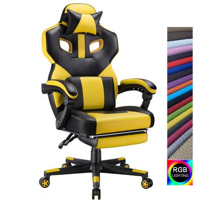 China Adjustable (height) Hot-Sale Sillas Gamer Factory Made Oem Yellow Leather Pc Racing Chair Gamer Gaming Chair for sale