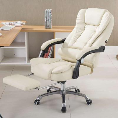 China Wholesale New Design Adjustable Luxury Executive Chair White Leather High Back Office Chair With Footrest for sale