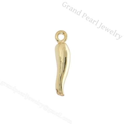 China Special Gold Plated New Product 15Mm Brass Special Gold Plated Horn Charm Gift Brass Pendant For Lady for sale