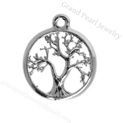 China Silver Plated Rhodium Plated Tree Of Life Charm Factory Fasion Special Special Rhodium Plated Symbol Necklace Pendants For Women for sale