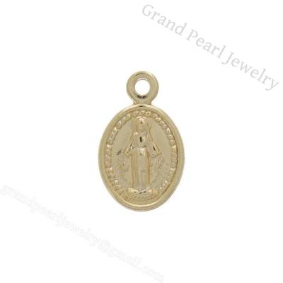 China Special Gold Plated Oval Sacred Image Charm OEM Luxury Metal Special Gold Plated Oval Sacred Image Necklace Pendants For Lady for sale