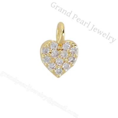 China Gold Plated Brass Charm With CZ - Latest Multicolor Special Heart Gold Plated Brass Metal CZ Necklace Pendants For Girl for sale