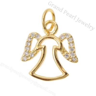 China Gold Plated Metal CZ Charm - Latest Fashionable Angel 14mm Gold Plated Zircon With CZ Necklace Pendants For Present for sale