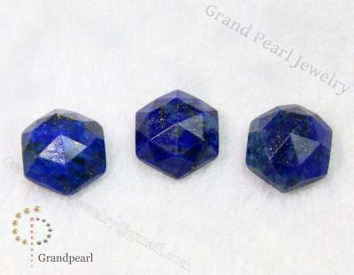 China - 10mm lapis lazuli hexagon - Gemstone faceted cabochon for sale