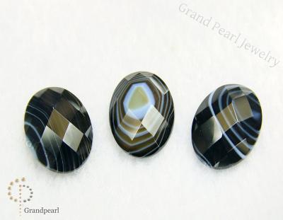 China - Black Sardonyx oval 13x18mm - Faceted gemstone cabochon for sale