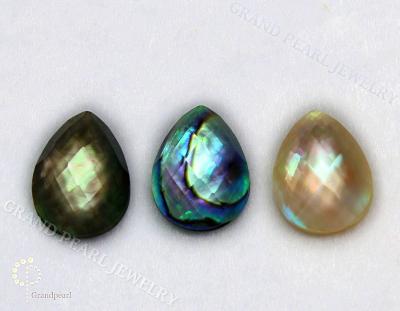 China - BROOM doublet cabochon - 12x16mm-15x20mm mother-of-pearl combined with faceted crystal - pear for sale