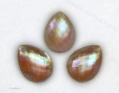 China - BROOM doublet cabochon - 15x20mm mother-of-pearl combined with faceted crystal - pear for sale