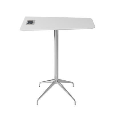 China Modern Modern Office Meeting HDF Top High Wall Table Office Stool Podium Bar Table With Power Outlet for sale