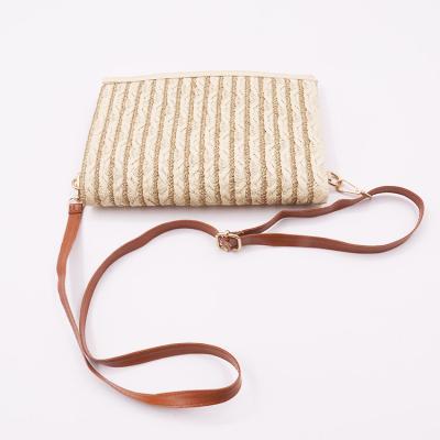 China Wholesale Fashion Beach Rectangle Rattan Shoulder Bag Handmade Woven Natural Straw Messenger Bag For Women for sale