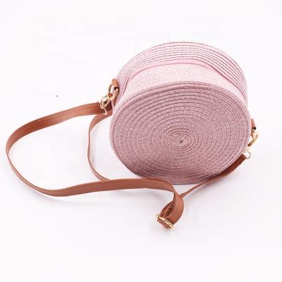 China Fashion china wholesale factory natural straw bag drum shape summer beach straw weave handmade natural bags for sale