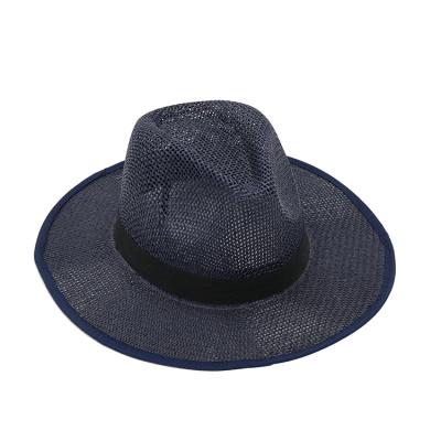 China Character Panama Classic Fedora Straw Hat Ladies Wide Brim Rolled Up Straw Hat Beach Hat for sale