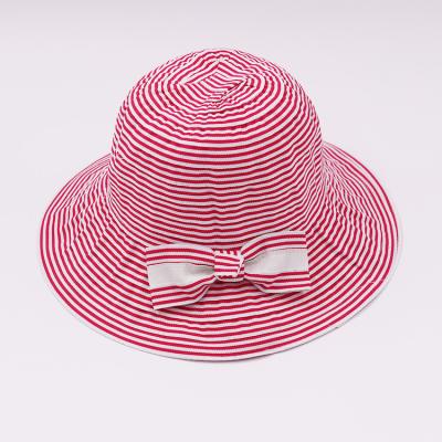 China Korean Light Stripe Girls Pink Straw Hat Going Out Children Cute Character Style Straw Hat for sale