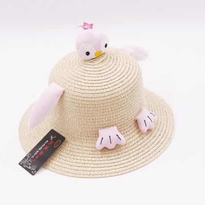 China Character New Products Summer Travel Straw Hat Pocket Children Cartoon Decoration Straw Hat Bag Set for sale