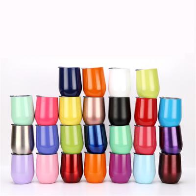 China Sustainable Small Double Wall Insulated 12oz Thermal Wine Wine Tumbler Mug Colorful With Lid And Straw for sale